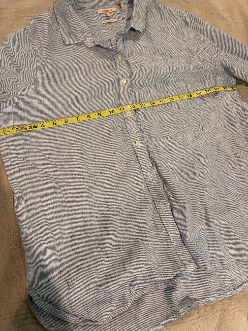 Barbour 12 Light Blue Linen Blend Women’s Button-Up Shirt - Picture 7 of 7